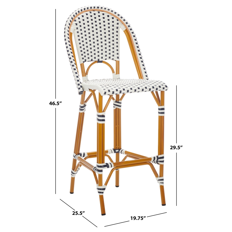 Safavieh California Metal Bar Stool in White / Navy
