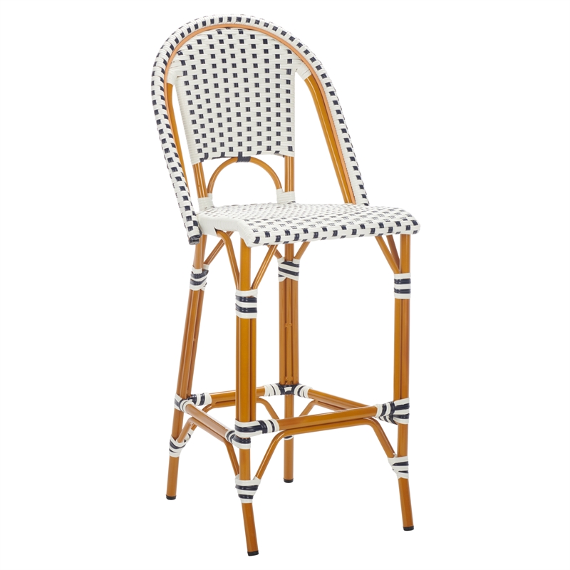 Safavieh California Metal Bar Stool in White / Navy