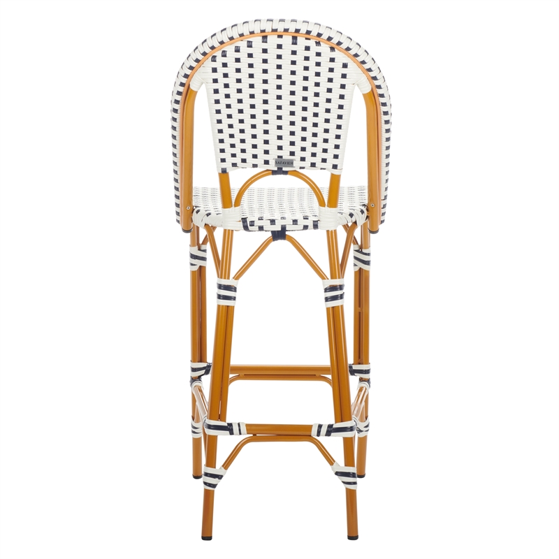 Safavieh California Metal Bar Stool in White / Navy