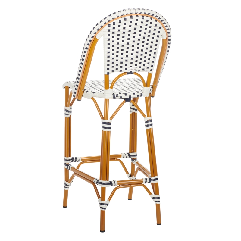 Safavieh California Metal Bar Stool in White / Navy