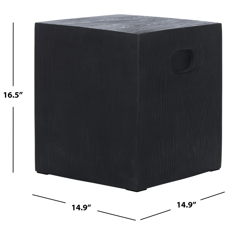 Safavieh Cube In/Outdoor Concrete Accent Stool in Black