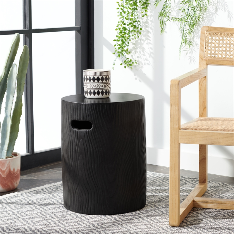 Safavieh Trunk  In/Outdoor Concrete Accent Stool in Black