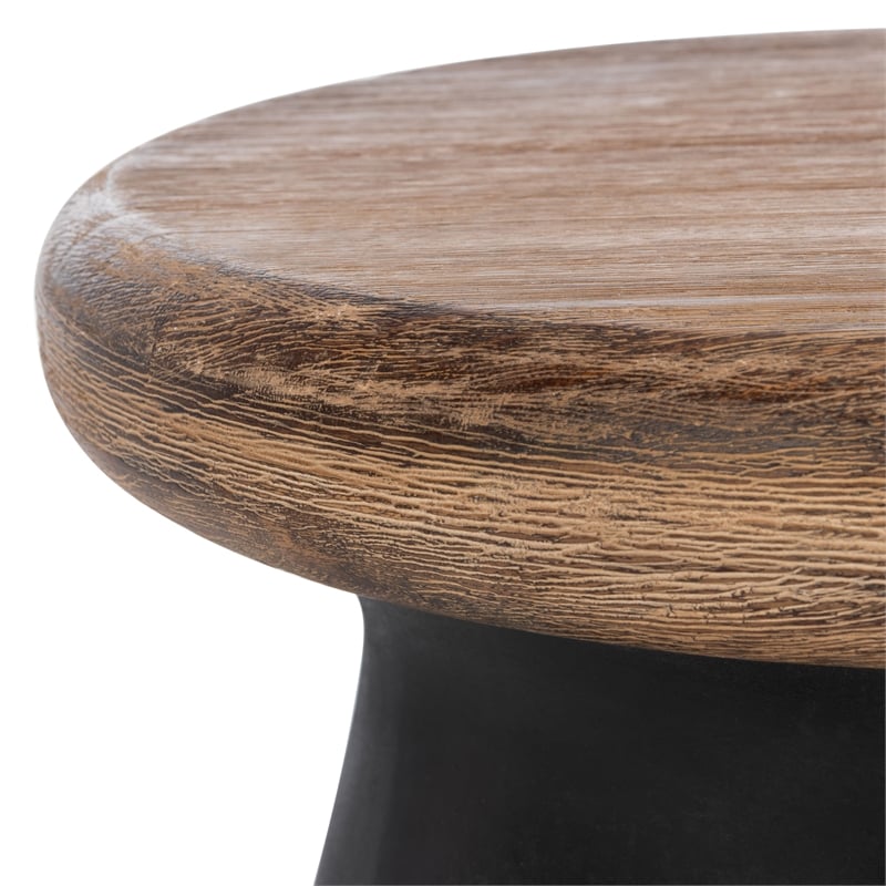 Safavieh Button In/Outdoor Concrete Accent Stool in Black
