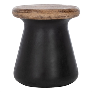Safavieh Button In/Outdoor Concrete Accent Stool in Black