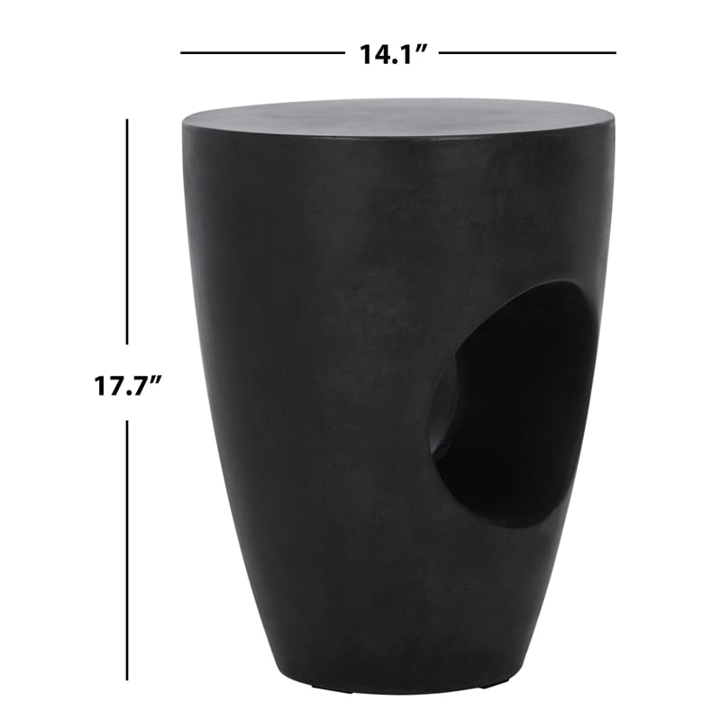 Safavieh Aishi In/Outdoor Concrete Accent Stool in Black
