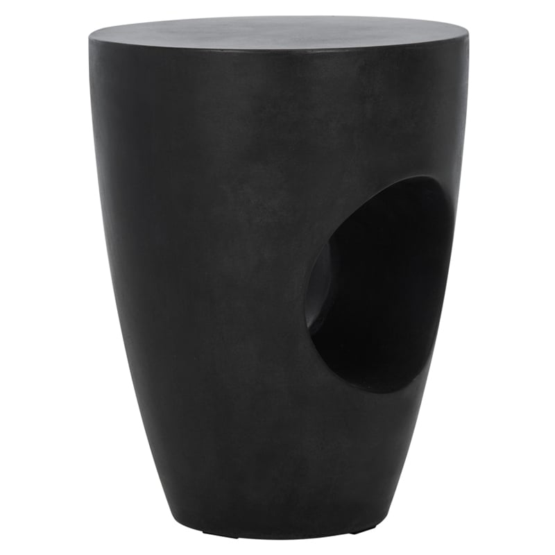 Safavieh Aishi In/Outdoor Concrete Accent Stool in Black