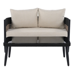 Safavieh Harrison Steel Bench and Table  in Black / Taupe