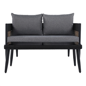 Safavieh Harrison Steel Bench and Table  in Black / Gray