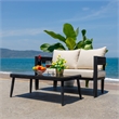 Safavieh Viola Steel Bench and Table  in Black / Taupe