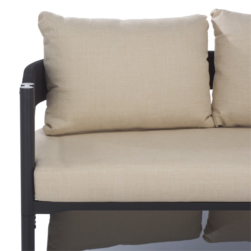Safavieh Viola Steel Bench and Table  in Black / Taupe