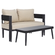 Safavieh Viola Steel Bench and Table  in Black / Taupe