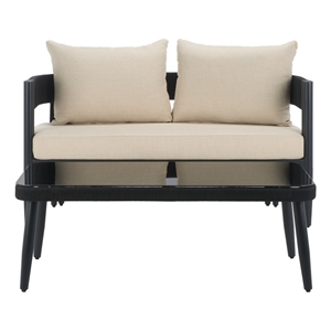 Safavieh Viola Steel Bench and Table  in Black / Taupe