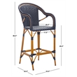 Safavieh California Metal Bar Stool w/ Arms in Navy