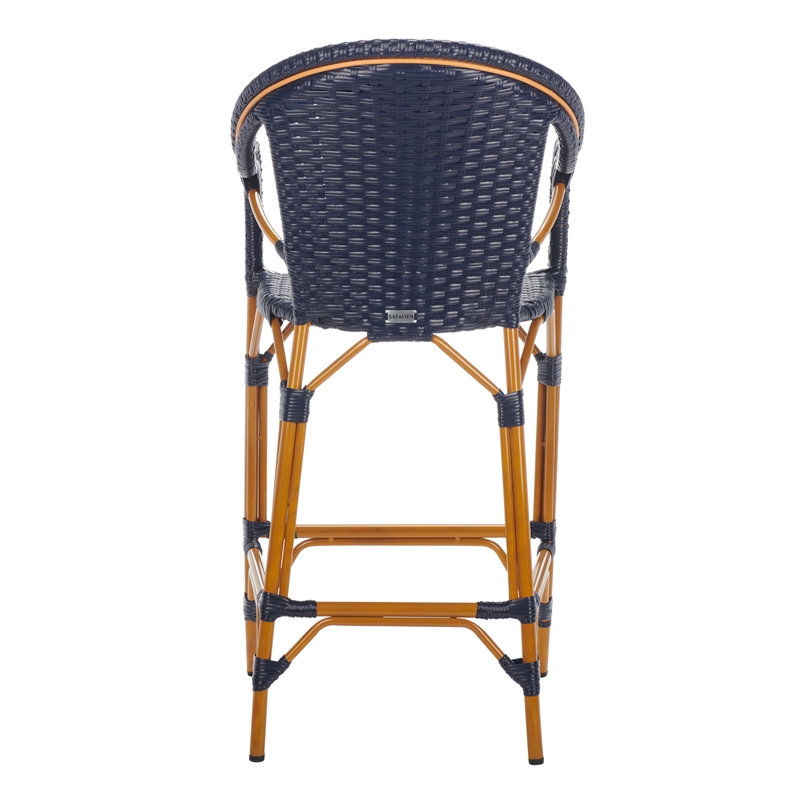 Safavieh California Metal Bar Stool w/ Arms in Navy