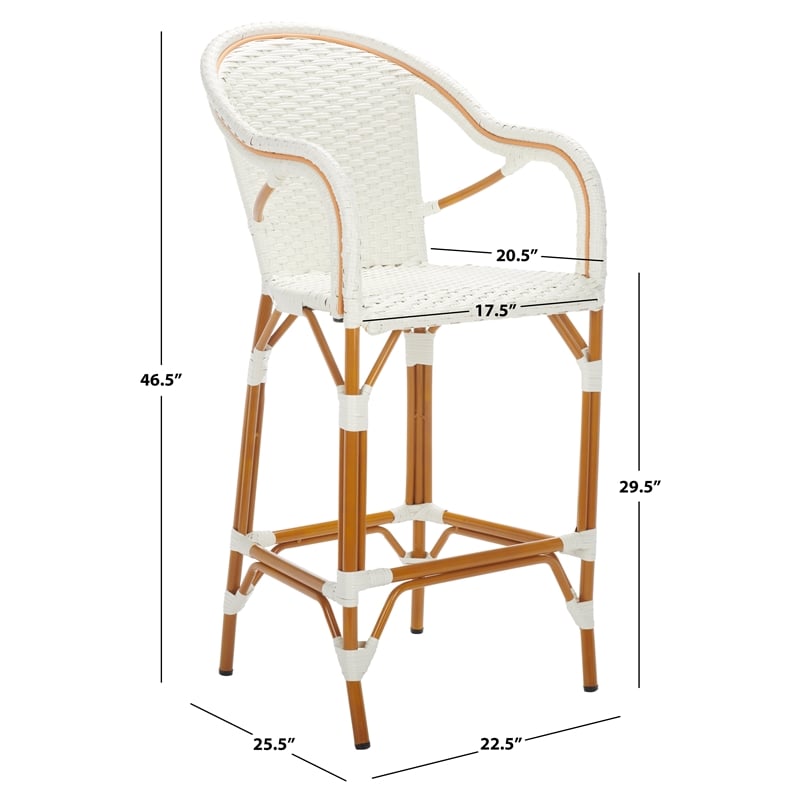 Safavieh California Metal Bar Stool w/ Arms in White