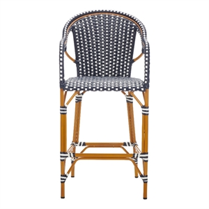 Safavieh California Metal Bar Stool w/ Arms in Navy / White