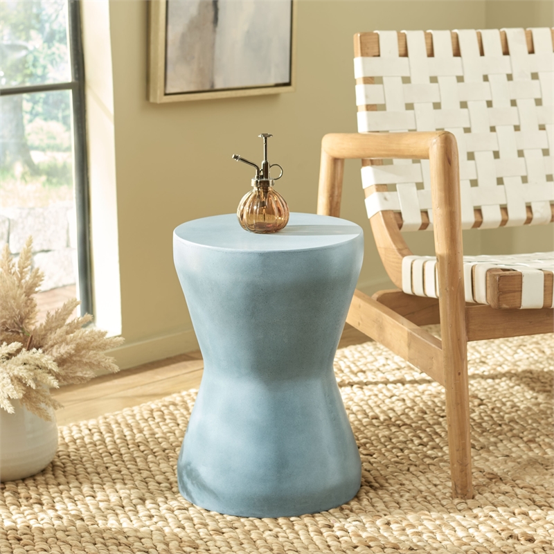 Safavieh Torre In/Outdoor Concrete Accent Stool in Blue