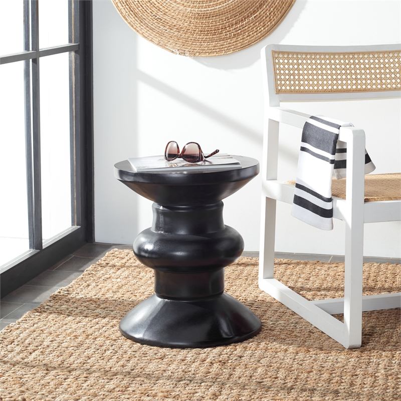 Safavieh Jiraiya Concrete Accent Stool  in Black