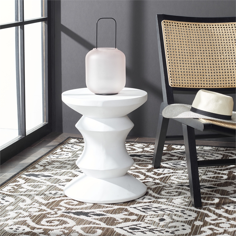 Safavieh Katara Concrete Accent Stool in Ivory