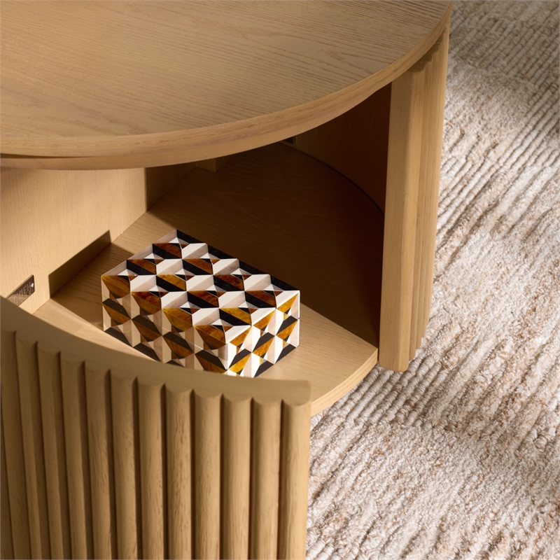 Safavieh Shelbie Reeded Oval Wood Coffee Table in Oak