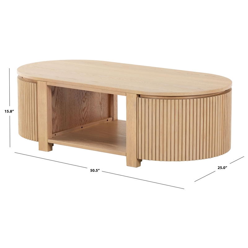 Safavieh Shelbie Reeded Oval Wood Coffee Table in Oak