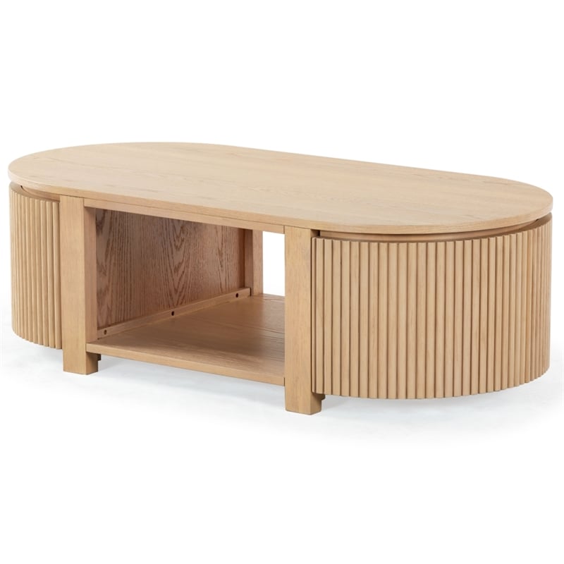 Safavieh Shelbie Reeded Oval Wood Coffee Table in Oak