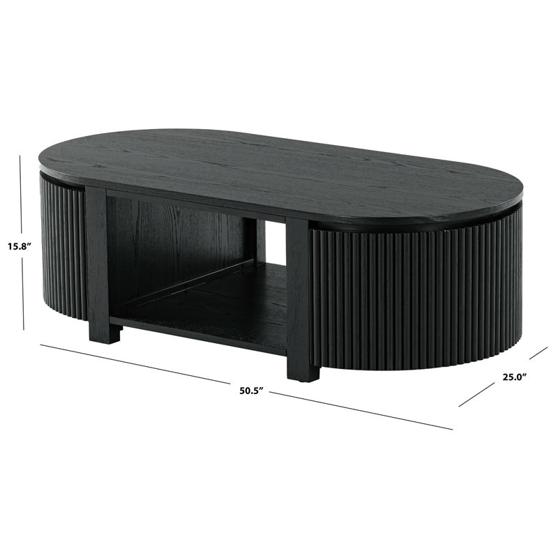 Safavieh Shelbie Reeded Oval Wood Coffee Table in Black