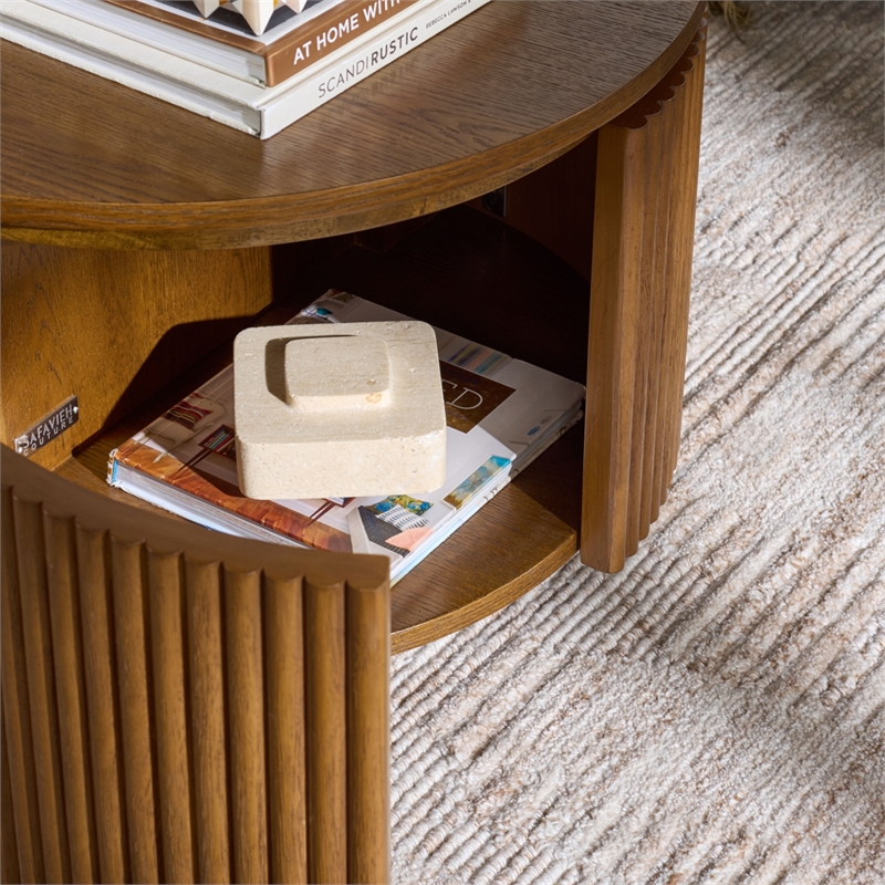 Safavieh Shelbie Reeded Oval Wood Coffee Table in Oak