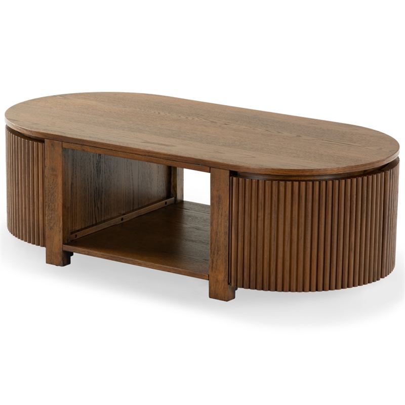 Safavieh Shelbie Reeded Oval Wood Coffee Table in Oak