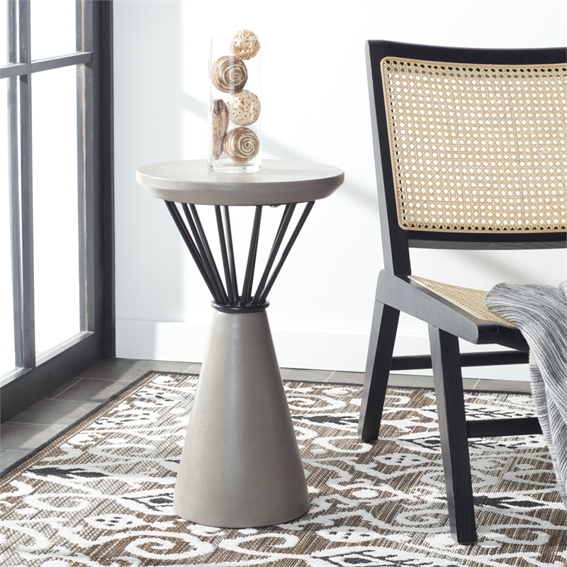 Safavieh Akiko Concrete Accent Table  in Dark Gray