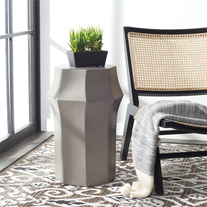 Safavieh Klaudia Concrete Accent Table  in Dark Gray