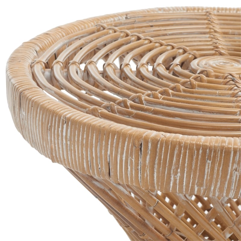 Safavieh Grimson Small Bowed Rattan Coffee Table in Gray / White