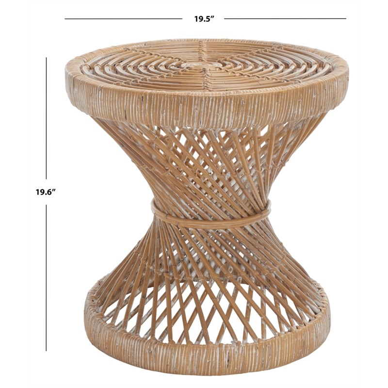 Safavieh Grimson Small Bowed Rattan Coffee Table in Gray / White