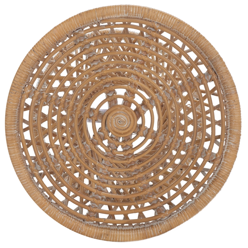 Safavieh Grimson Small Bowed Rattan Coffee Table in Gray / White