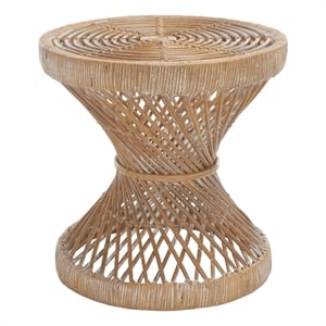 Safavieh Grimson Small Bowed Rattan Coffee Table in Gray / White
