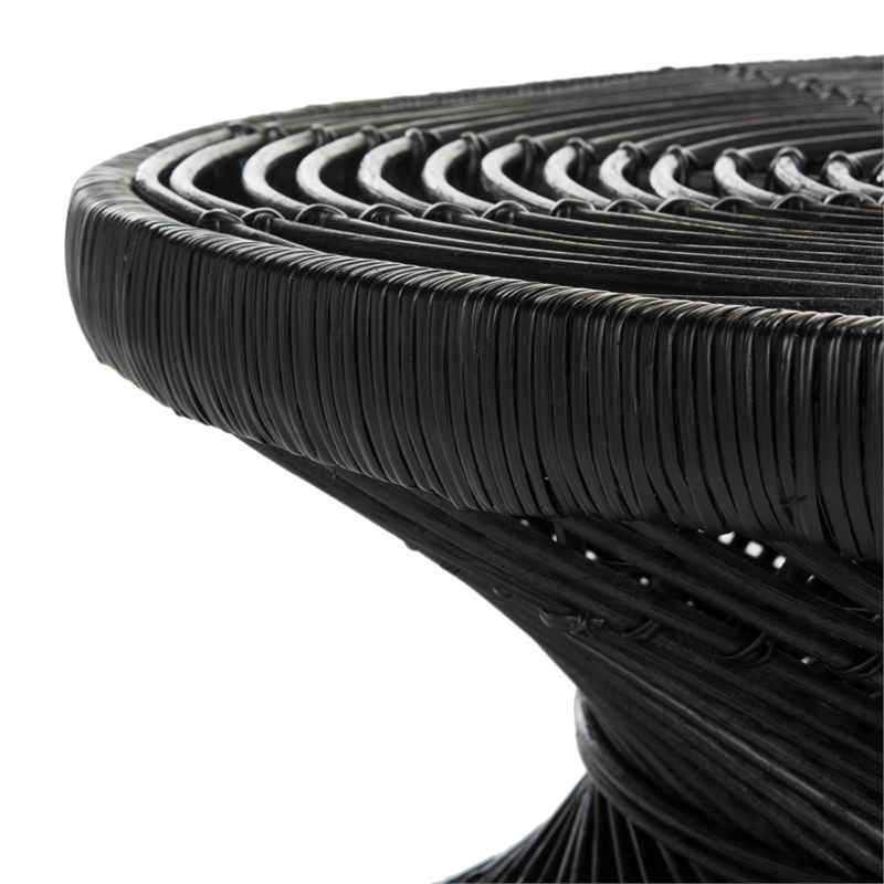 Safavieh Grimson Large Rattan Bowed Coffee Table in Black
