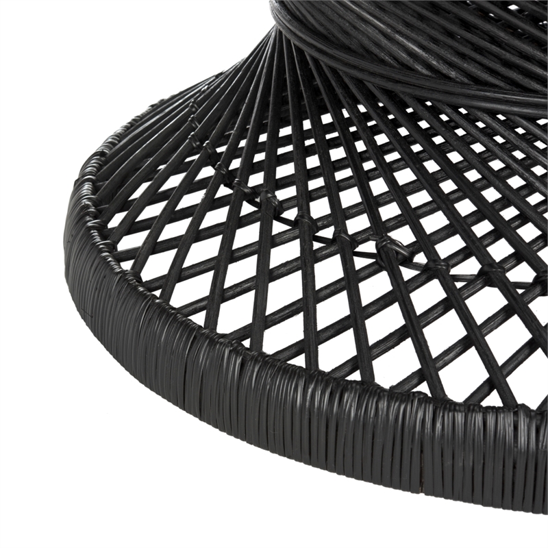 Safavieh Grimson Large Rattan Bowed Coffee Table in Black