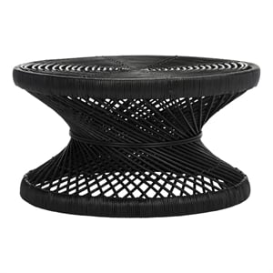 Safavieh Grimson Large Rattan Bowed Coffee Table in Black