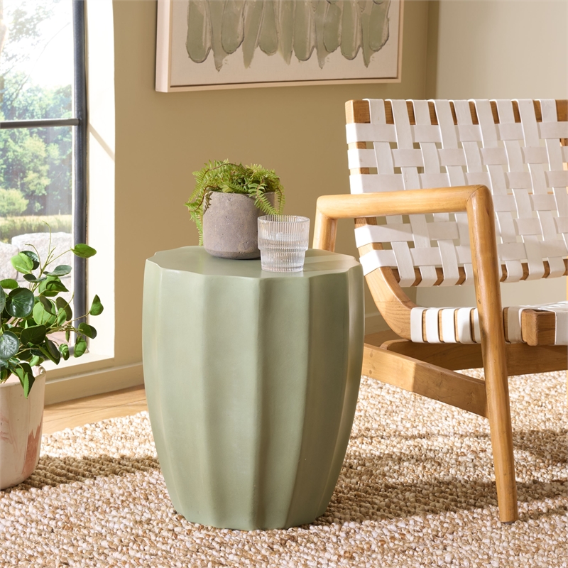 Safavieh Jaslyn In/Outdoor Concrete Accent Stool in Sage