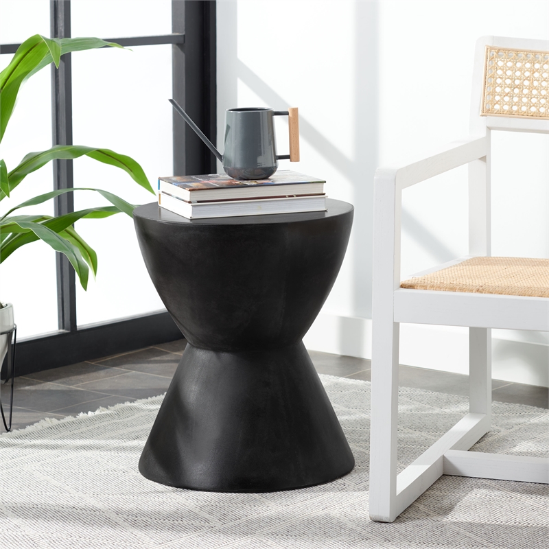Safavieh Athena In/Outdoor Concrete Accent Stool in Black