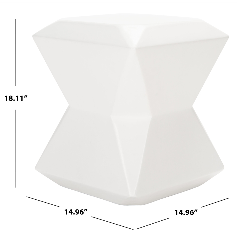 Safavieh Conan Concrete Accent Stool  in Ivory