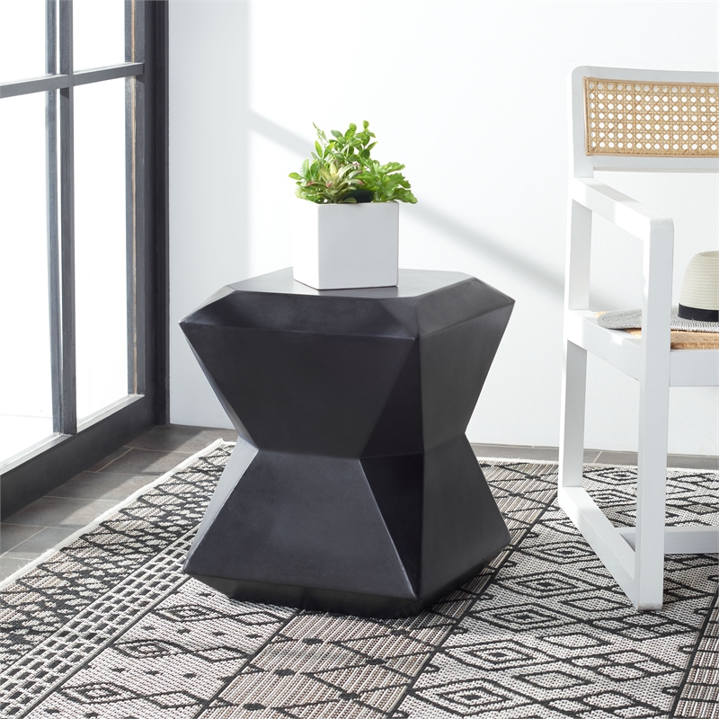 Safavieh Conan Concrete Accent Stool  in Black
