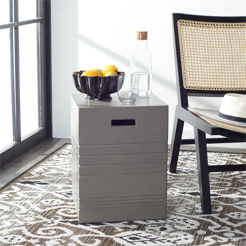 Safavieh Deidara Concrete Accent Stool  in Dark Gray