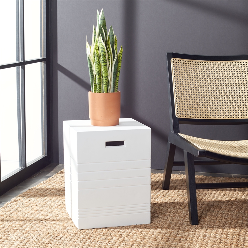 Safavieh Deidara Concrete Accent Stool  in Ivory