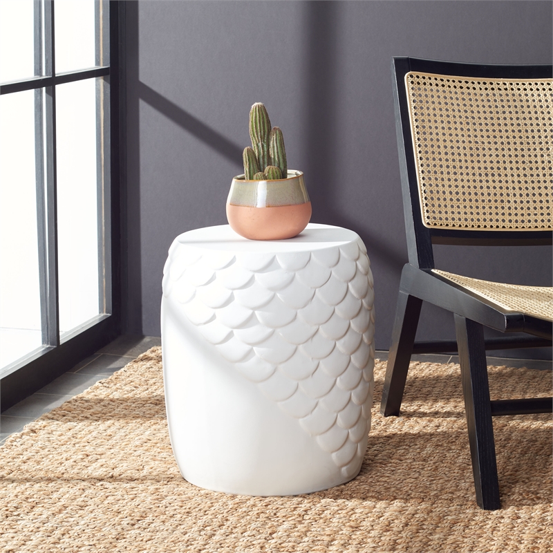 Safavieh Julyvia Concrete Accent Stool  in Ivory
