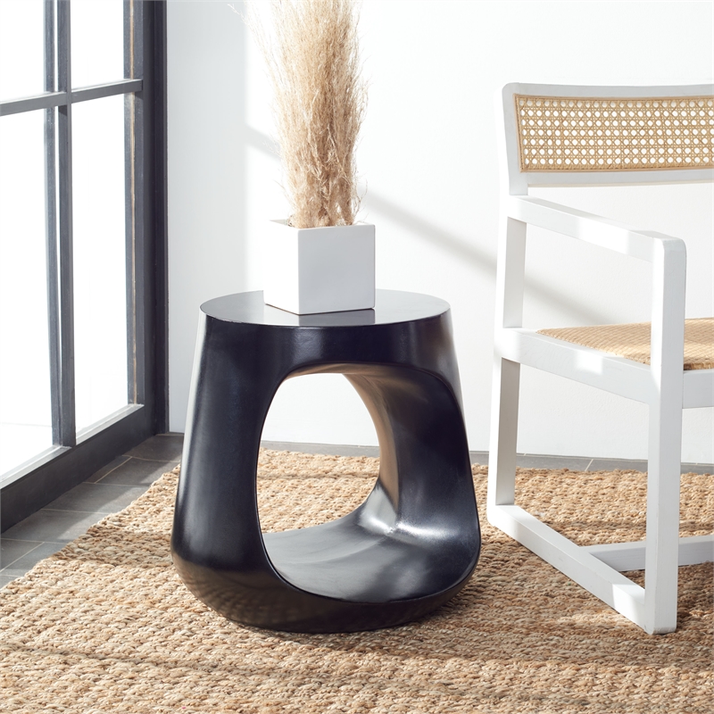 Safavieh Vikki Concrete Accent Stool in Black