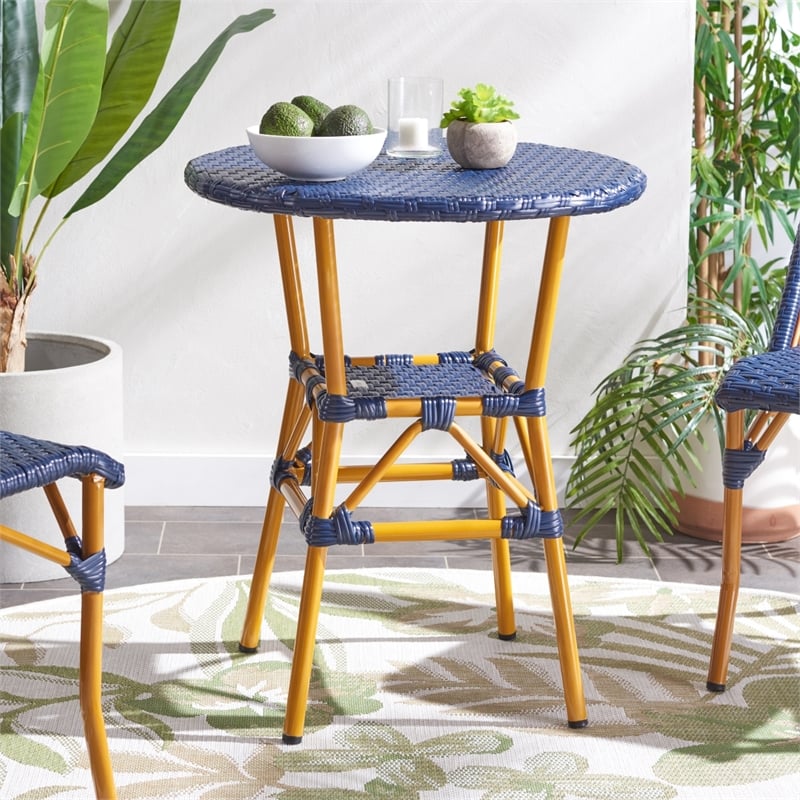 Safavieh California Metal Bistro Table in Navy