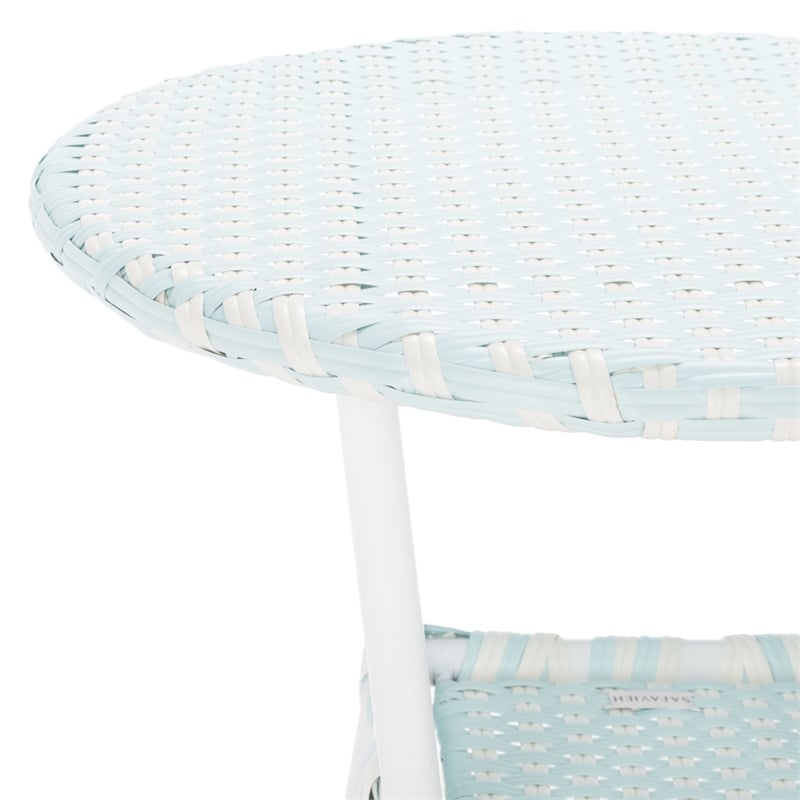 Safavieh California Metal Bistro Table in Baby Blue / White