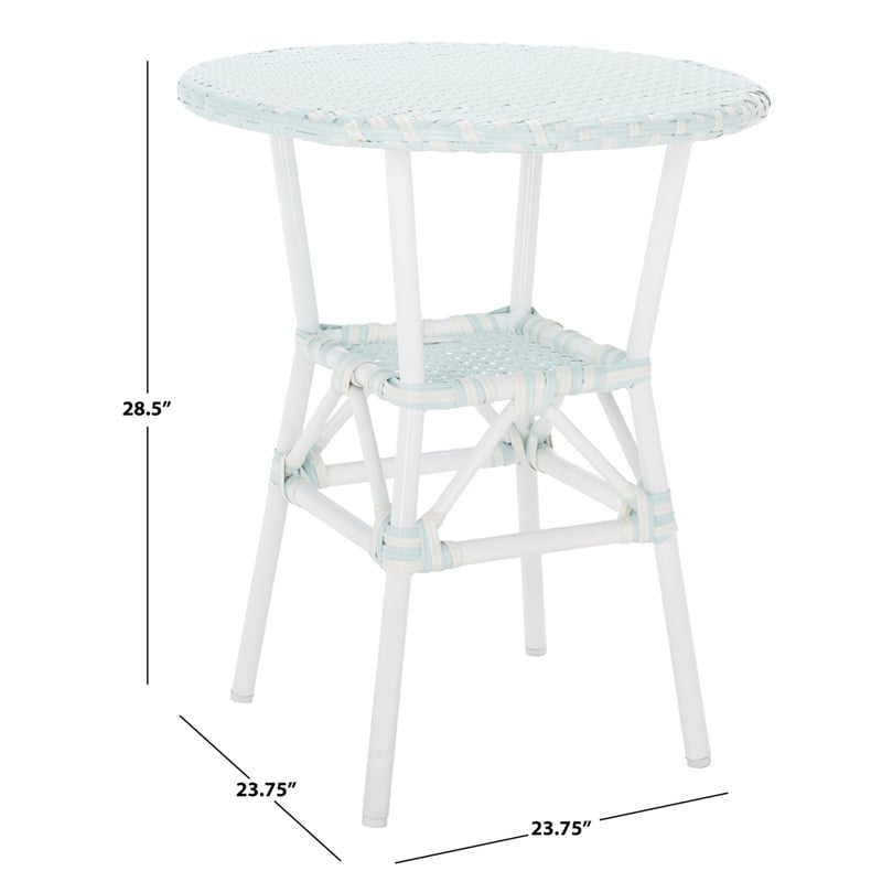 Safavieh California Metal Bistro Table in Baby Blue / White