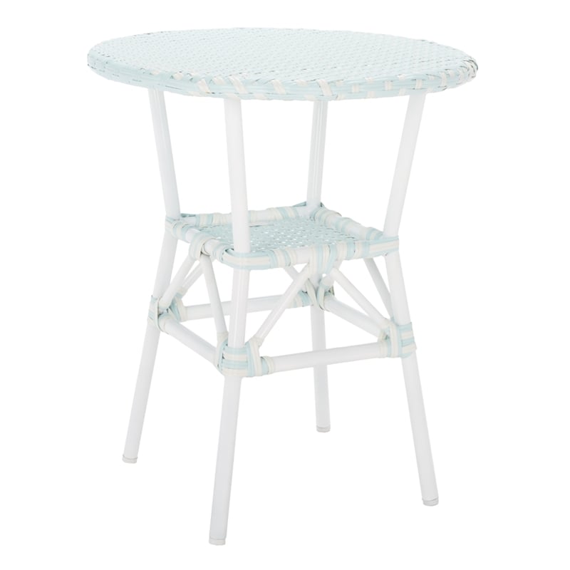 Safavieh California Metal Bistro Table in Baby Blue / White